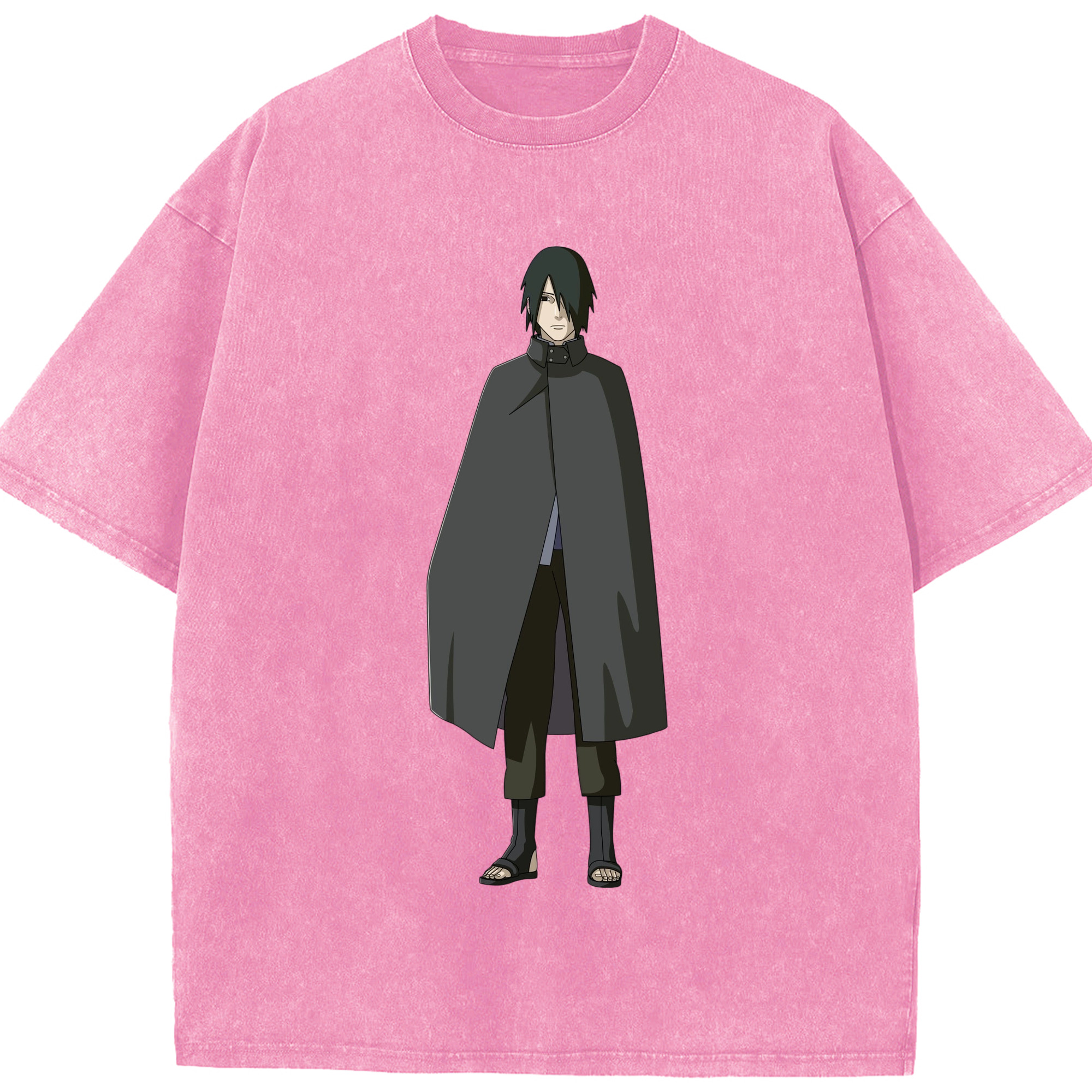 （画像用） NARUTO -ナルト- うちは サスケ Uchiha Sasuke 綿100% ヴィンテージ風 半袖Tシャツ（フロントプリント）